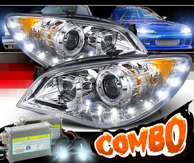 HID Xenon + SPEC-D® DRL LED Projector Headlights - 06-07 Subaru Impreza WRX STi