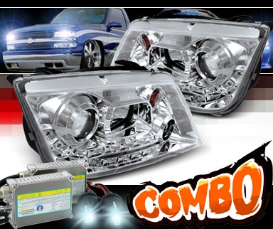 HID Xenon + SPEC-D® DRL LED Projector Headlights - 99-04 VW Volkswagen Jetta
