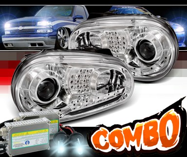 HID Xenon + SPEC-D® DRL LED Projector Headlights - 99-05 VW Volkswagen Golf IV (Version 2)