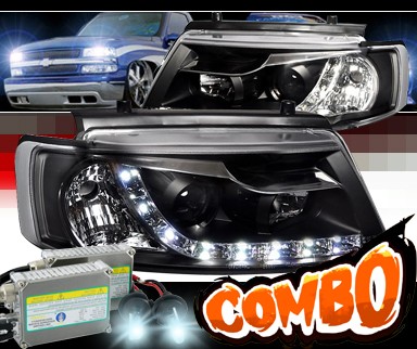 HID Xenon + SPEC-D® DRL LED Projector Headlights (Black) - 97-00 VW Volkswagen Passat