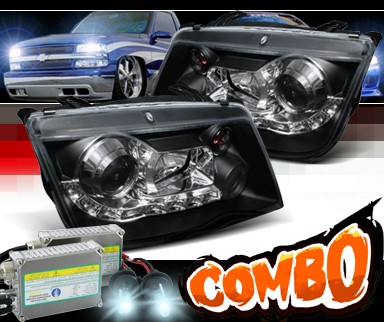 HID Xenon + SPEC-D® DRL LED Projector Headlights (Black) - 99-04 VW Volkswagen Jetta