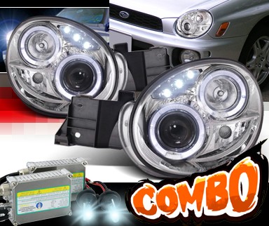 HID Xenon + SPEC-D® Halo LED Projector Headlights - 02-03 Subaru Impreza (Incl. WRX/RS)