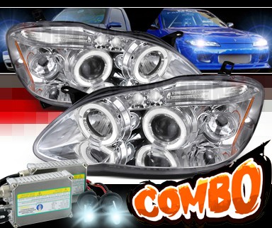 HID Xenon + SPEC-D® Halo LED Projector Headlights - 03-08 Toyota Corolla