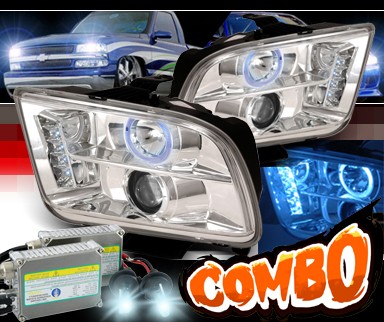 HID Xenon + SPEC-D® Halo LED Projector Headlights - 05-09 Ford Mustang