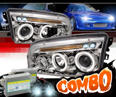 HID Xenon + SPEC-D® Halo LED Projector Headlights - 06-10 Dodge Charger