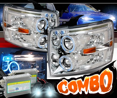 HID Xenon + SPEC-D® Halo LED Projector Headlights - 07-13 Chevy Silverado