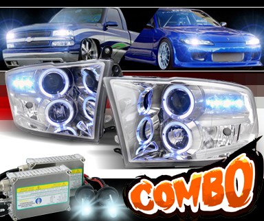 HID Xenon + SPEC-D® Halo LED Projector Headlights - 09-12 Dodge Ram Pickup