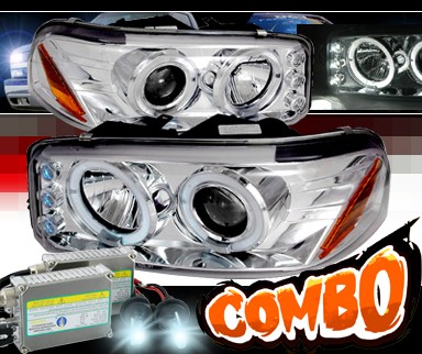HID Xenon + SPEC-D® Halo LED Projector Headlights - 2007 GMC Sierra Classic