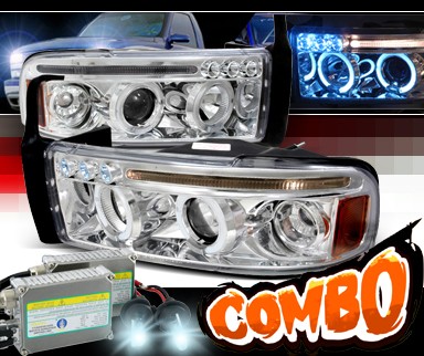 HID Xenon + SPEC-D® Halo LED Projector Headlights - 94-01 Dodge Ram 2500 / 3500 Pickup