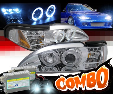 HID Xenon + SPEC-D® Halo LED Projector Headlights - 94-98 Ford Mustang