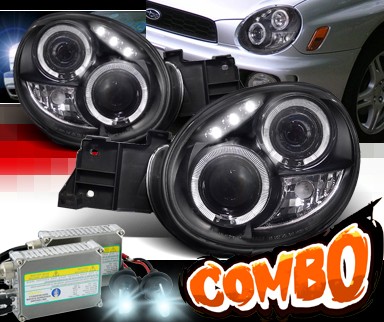 HID Xenon + SPEC-D® Halo LED Projector Headlights (Black) - 02-03 Subaru Impreza (Incl. WRX/RS)
