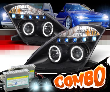 HID Xenon + SPEC-D® Halo LED Projector Headlights (Black) - 03-05 Nissan 350Z (w/o Stock HID)
