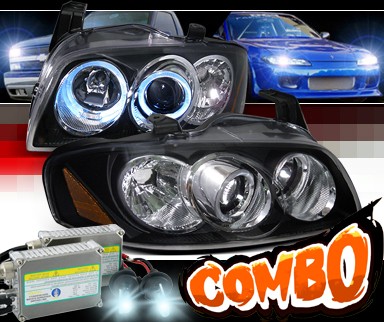 HID Xenon + SPEC-D® Halo LED Projector Headlights (Black) - 04-06 Nissan Sentra