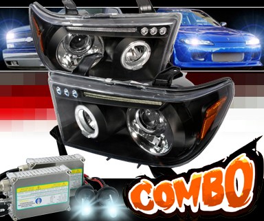 HID Xenon + SPEC-D® Halo LED Projector Headlights (Black) - 07-11 Toyota Tundra