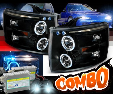 HID Xenon + SPEC-D® Halo LED Projector Headlights (Black) - 07-13 Chevy Silverado