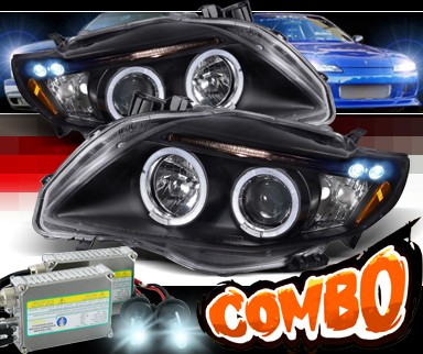 HID Xenon + SPEC-D® Halo LED Projector Headlights (Black) - 09-10 Toyota Corolla