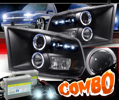 HID Xenon + SPEC-D® Halo LED Projector Headlights (Black) - 09-12 Dodge Ram Pickup