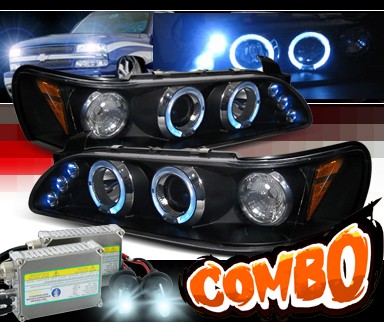 HID Xenon + SPEC-D® Halo LED Projector Headlights (Black) - 93-97 Toyota Corolla