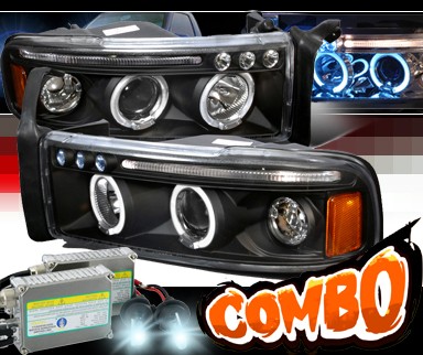 HID Xenon + SPEC-D® Halo LED Projector Headlights (Black) - 94-01 Dodge Ram 2500 / 3500 Pickup