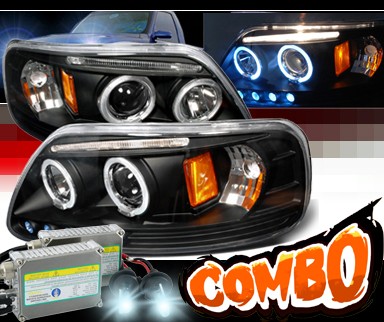 HID Xenon + SPEC-D® Halo LED Projector Headlights (Black) - 97-02 Ford Expedition