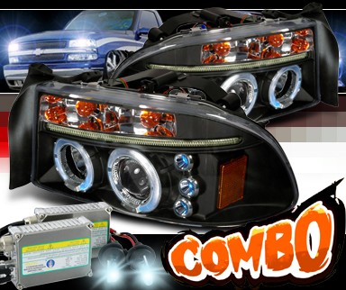 HID Xenon + SPEC-D® Halo LED Projector Headlights (Black) - 97-04 Dodge Dakota
