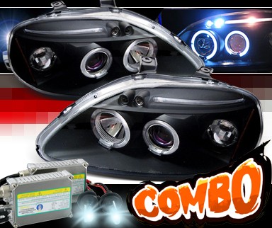 HID Xenon + SPEC-D® Halo LED Projector Headlights (Black) - 99-00 Honda Civic