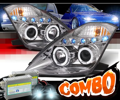 HID Xenon + SPEC-D® Halo LED Projector Headlights (Chrome) - 03-05 Nissan 350Z (w/o Stock HID)