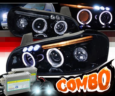 HID Xenon + SPEC-D® Halo LED Projector Headlights (Glossy Black) - 00-01 Nissan Maxima
