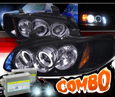HID Xenon + SPEC-D® Halo LED Projector Headlights (Glossy Black) - 00-03 Nissan Sentra