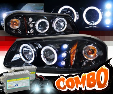 HID Xenon + SPEC-D® Halo LED Projector Headlights (Glossy Black) - 00-05 Chevy Impala