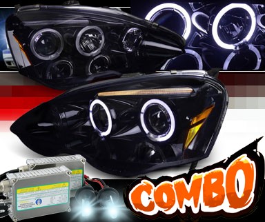 HID Xenon + SPEC-D® Halo LED Projector Headlights (Glossy Black) - 02-04 Acura RSX