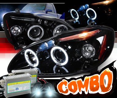 HID Xenon + SPEC-D® Halo LED Projector Headlights (Glossy Black) - 03-08 Toyota Corolla