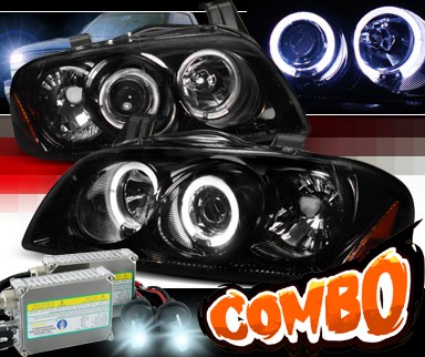HID Xenon + SPEC-D® Halo LED Projector Headlights (Glossy Black) - 04-06 Nissan Sentra