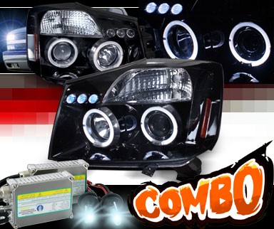 HID Xenon + SPEC-D® Halo LED Projector Headlights (Glossy Black) - 04-07 Nissan Titan
