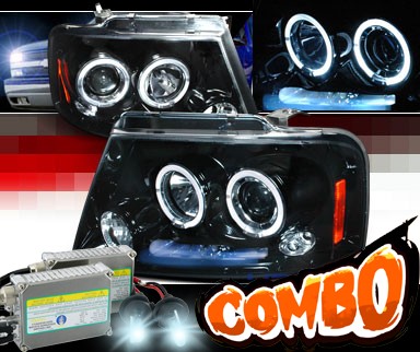 HID Xenon + SPEC-D® Halo LED Projector Headlights (Glossy Black) - 04-08 Ford F150 F-150