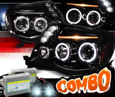 HID Xenon + SPEC-D® Halo LED Projector Headlights (Glossy Black) - 05-11 Toyota Tacoma