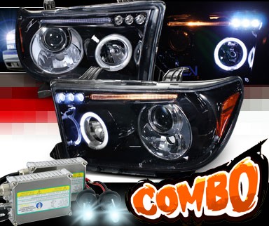 HID Xenon + SPEC-D® Halo LED Projector Headlights (Glossy Black) - 07-09 Toyota Tundra