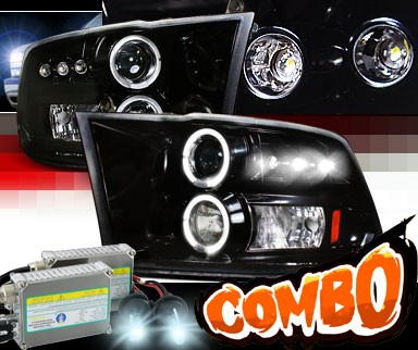 HID Xenon + SPEC-D® Halo LED Projector Headlights (Glossy Black) - 09-12 Dodge Ram Pickup
