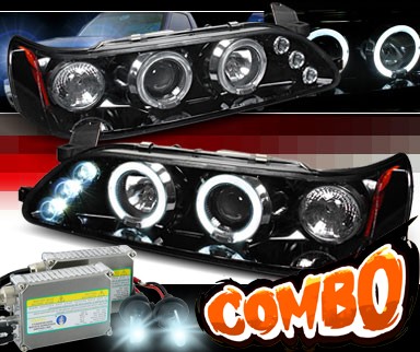 HID Xenon + SPEC-D® Halo LED Projector Headlights (Glossy Black) - 93-97 Toyota Corolla