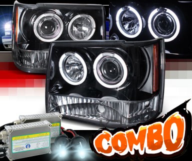 HID Xenon + SPEC-D® Halo LED Projector Headlights (Glossy Black) - 93-98 Jeep Grand Cherokee