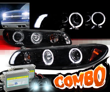 HID Xenon + SPEC-D® Halo LED Projector Headlights (Glossy Black) - 97-03 Pontiac Grand Prix