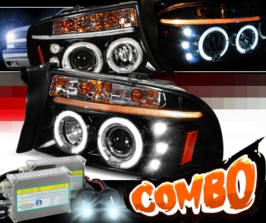 HID Xenon + SPEC-D® Halo LED Projector Headlights (Glossy Black) - 97-04 Dodge Dakota