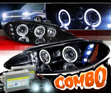 HID Xenon + SPEC-D® Halo LED Projector Headlights (Glossy Black) - 98-04 Dodge Intrepid