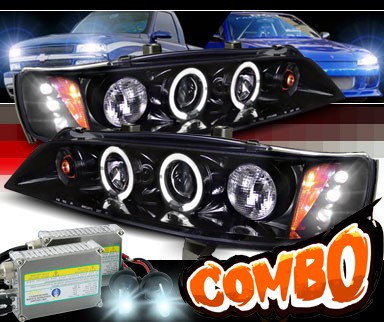 HID Xenon + SPEC-D® Halo LED Projector Headlights (Glossy Black/Smoke) - 94-97 Honda Accord