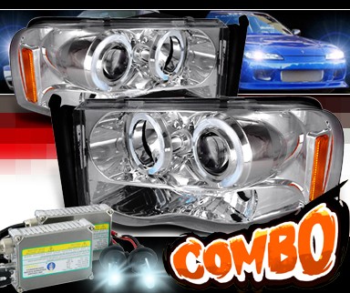 HID Xenon + SPEC-D® Halo Projector Headlights - 02-05 Dodge Ram 1500 Pickup