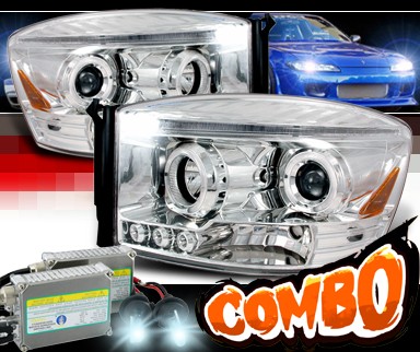 HID Xenon + SPEC-D® Halo Projector Headlights - 06-08 Dodge Ram Pickup