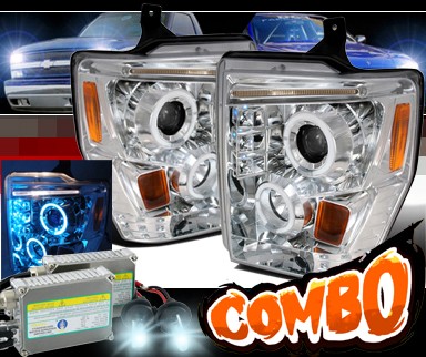 HID Xenon + SPEC-D® Halo Projector Headlights - 08-10 Ford F-250 F250 Super Duty