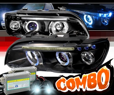 HID Xenon + SPEC-D® Halo Projector Headlights (Black) - 01-03 BMW X5 E53