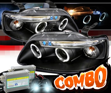 HID Xenon + SPEC-D® Halo Projector Headlights (Black) - 04-06 Chevy Aveo 4dr Sedan