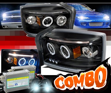 HID Xenon + SPEC-D® Halo Projector Headlights (Black) - 05-07 Dodge Dakota